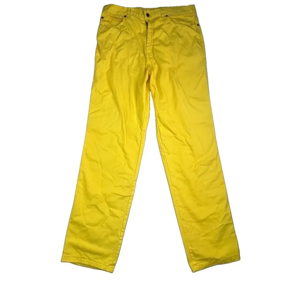 Vintage Guess Jeans Yellow Straight Leg Denim Pants Retro Men’s Size 34